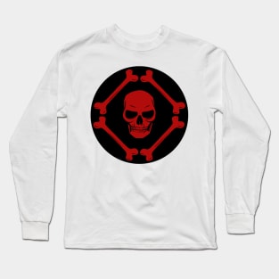 Skull and bones blood red & black Long Sleeve T-Shirt